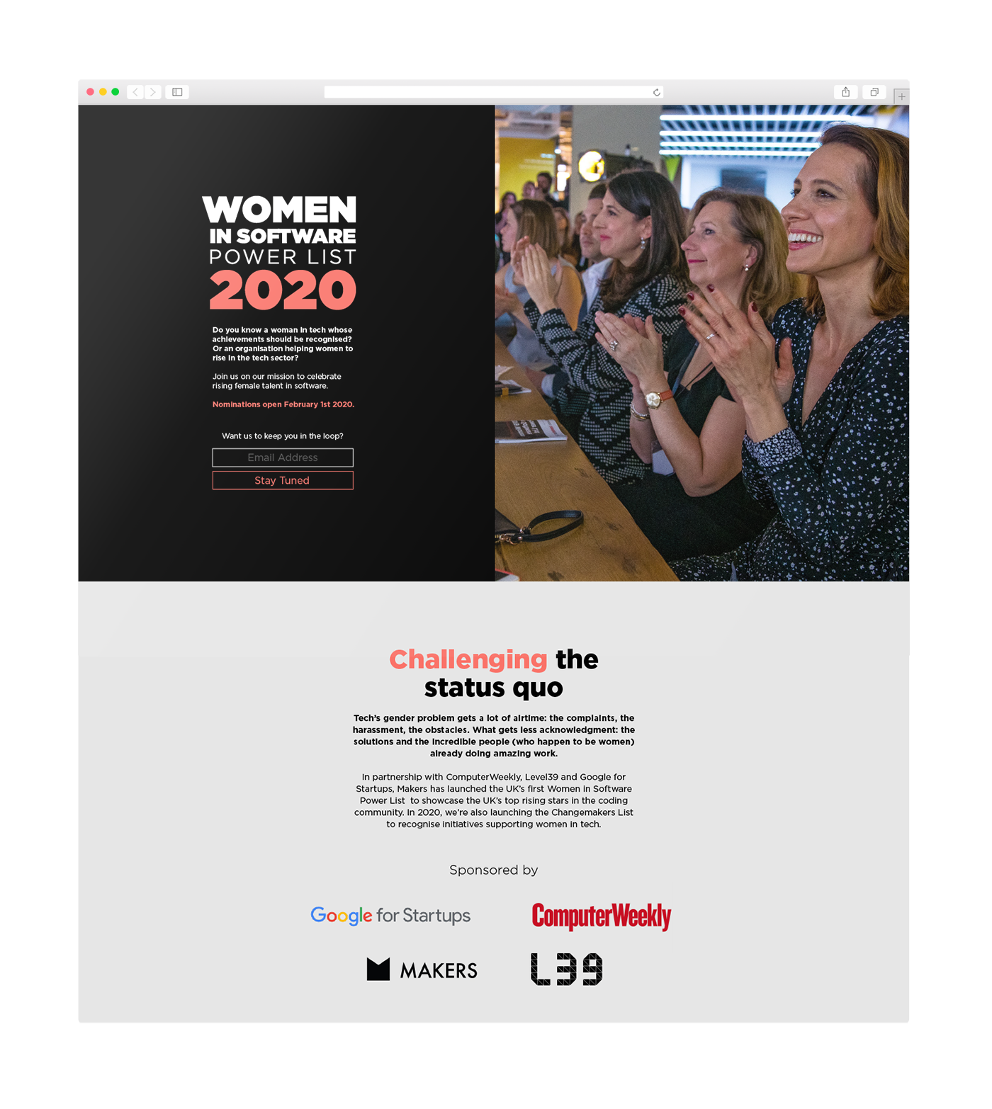 Women In Software Awards Splash Page